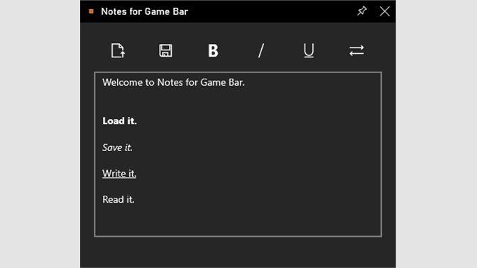 Notes for Game Bar