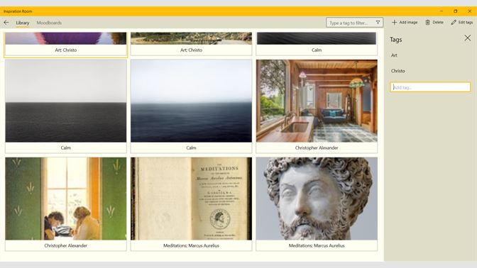 Biblioteca de inspiración organizada