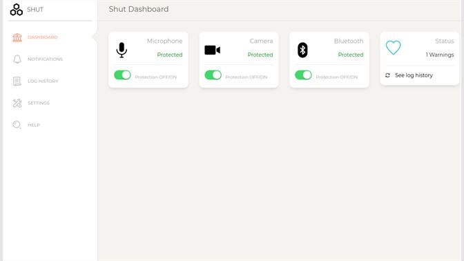 Shut + Dashboard, botones de alternar controlan el estado del dispositivo Mapa de advertencias y notificaciones. Cambiar el estado encenderá / apagará el dispositivo siempre que no esté actualmente en uso. Al proteger sus dispositivos, dejarán de ser accesibles (hasta que se realicen más cambios).