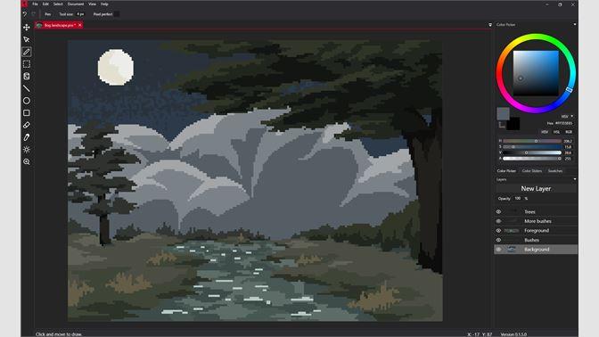 Paisaje de turberas hecho en PixiEditor